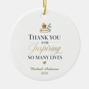 Thank You Teacher Custom Name Ceramic Tree Decoration