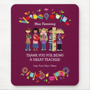 Thank You, Teacher. Custom Name Gift Mouse Mat