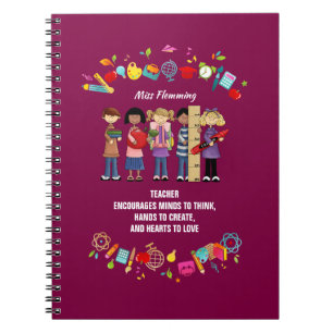 Thank You, Teacher. Custom Name Gift  Notebook