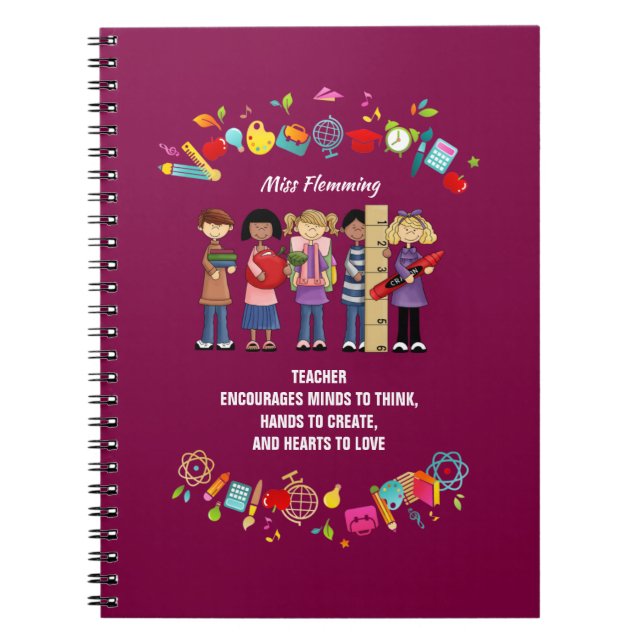 Thank You, Teacher. Custom Name Gift  Notebook (Front)