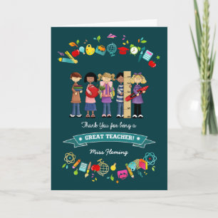 Thank You, Teacher. Custom Name Greeting Card