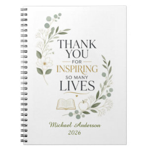 Thank You Teacher Custom Name Retirement Notebook