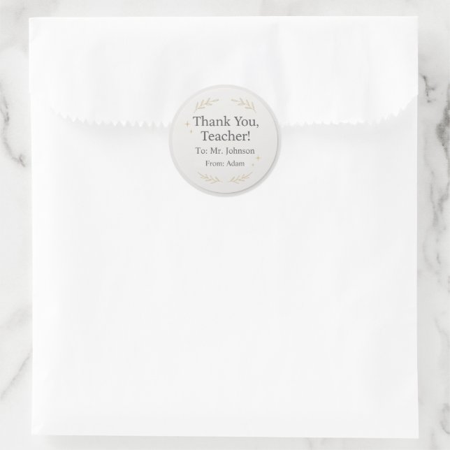 Thank You Teacher – Custom Name Sticker Gift (Bag)