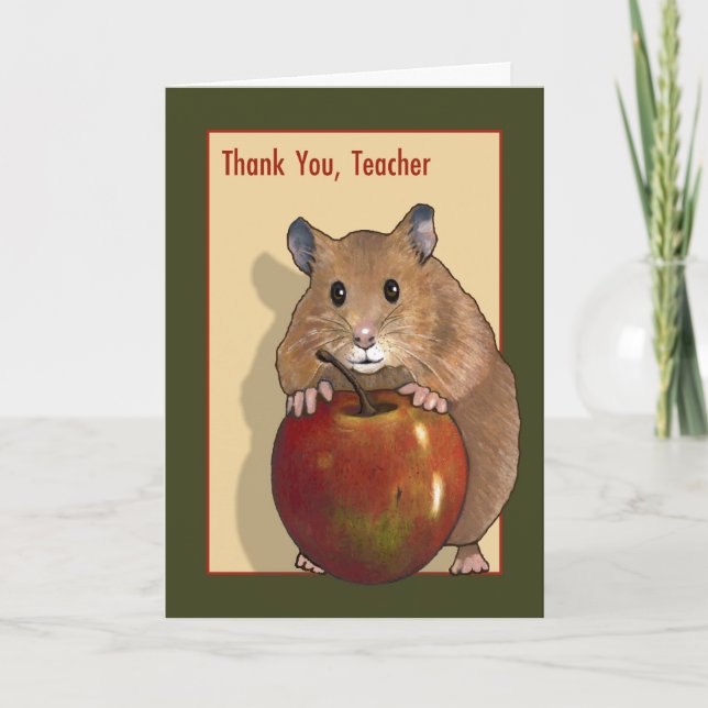 Thank You Teacher: Cute Hamster With Red Apple (Front)