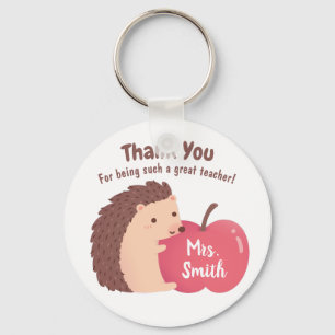 Thank you Teacher, Cute Hedgehog and Apple Key Ring