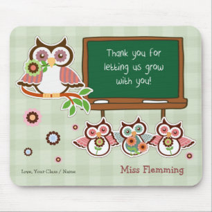Thank You, Teacher. Cute Owls Custom Name Mouse Mat