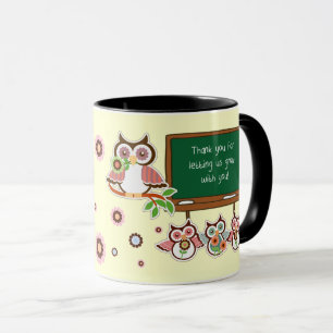 Thank You, Teacher. Cute Owls Custom Name Mug