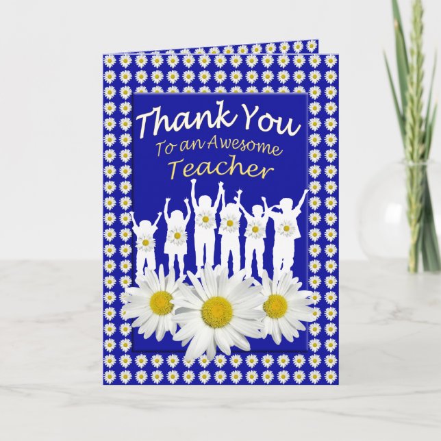 Thank You Teacher Daisy Blossoms Card (Front)