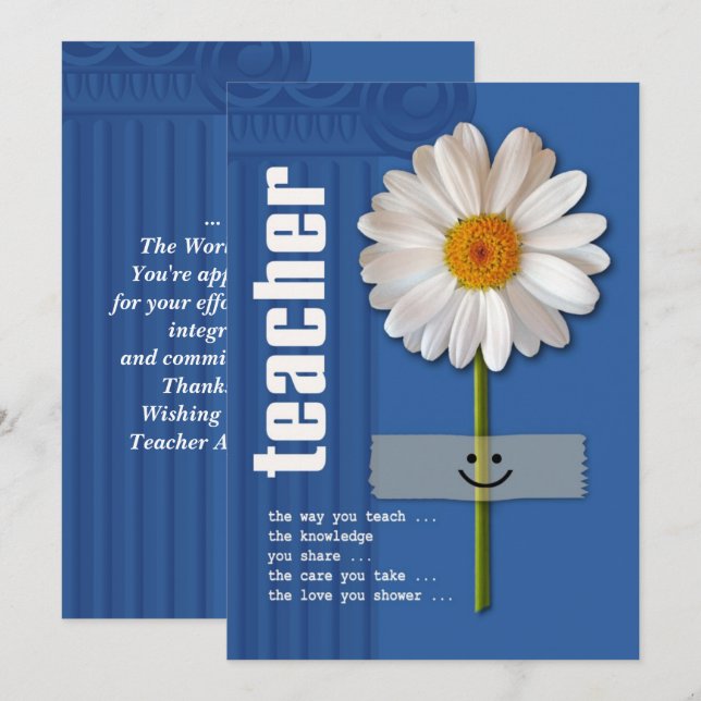 Thank You, Teacher. Daisy Design Custom Flat Cards (Front/Back)