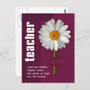 Thank You Teacher. Daisy Design Postcard