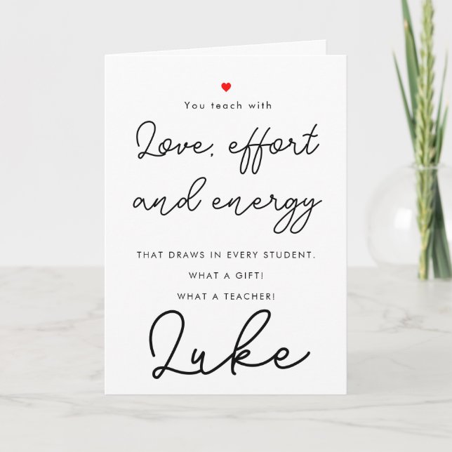 THANK YOU teacher editable name card (Front)