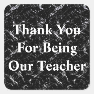 Thank You Teacher Elegant Black White Appreciation Square Sticker