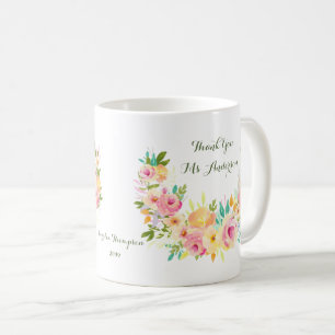 Thank you Teacher Floral Wreath Coffee Mug