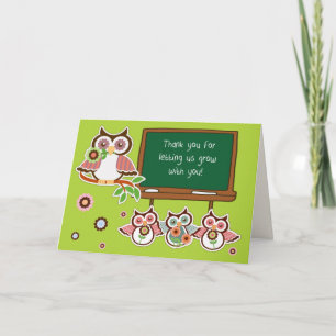 Thank You, Teacher. Funny Owls design Cards