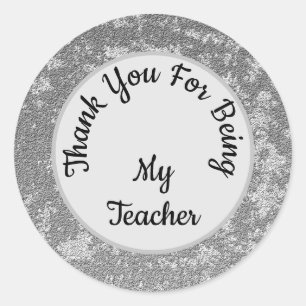 Thank You Teacher Gender Neutral Grey Marble Class Classic Round Sticker