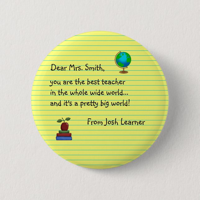 Thank You Teacher Gifts -New 6 Cm Round Badge (Front)