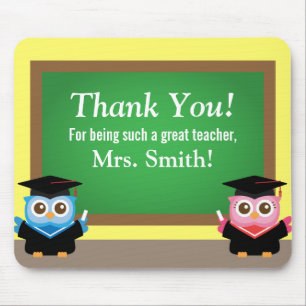 Thank you teacher, Graduation Farewell, Cute Owls Mouse Mat