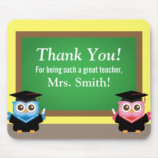Thank you teacher, Graduation Farewell, Cute Owls Mouse Mat (Front)