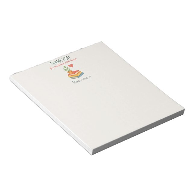 Thank You Teacher – Heartfelt Appreciation Gift Notepad (Angled)
