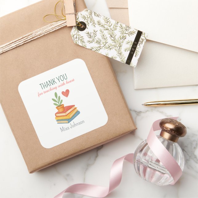 Thank You Teacher – Heartfelt Appreciation  Square Sticker (Gifting)