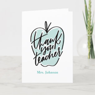 Thank you Teacher Mint Custom Name Card