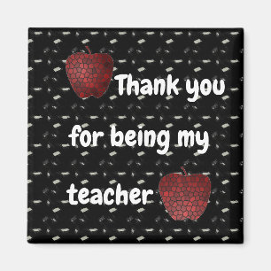Thank You Teacher Mosaic Red Apples Classroom Magnet