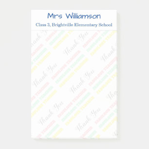 Thank You Teacher Name Class School Pastel Post-it Notes