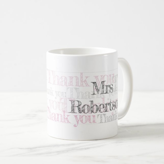 Thank you teacher personalised cup (Front Right)