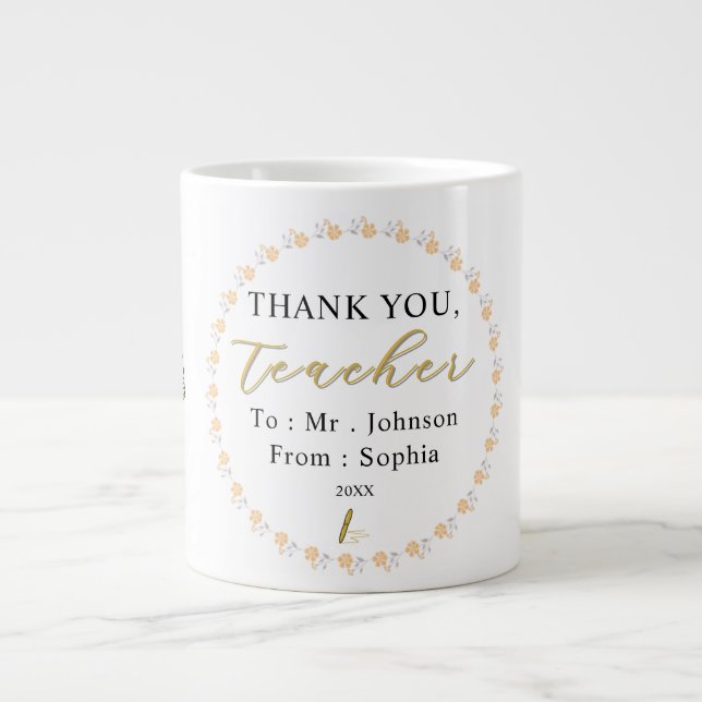 Thank You Teacher – Personalised Name Mug Gift (Front)