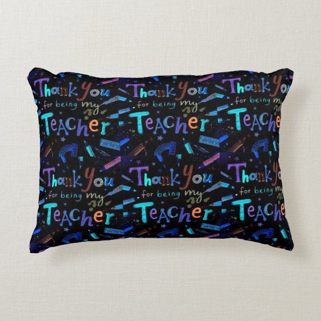 ***THANK YOU TEACHER*** PILLOW BLACK BACK (Front)