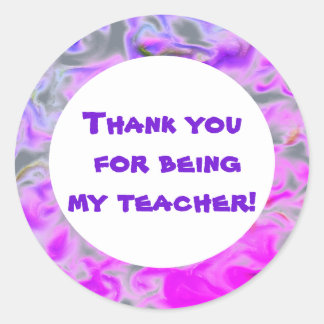 Thank You Teacher Pink Purple Tie-Dye Appreciation Classic Round Sticker