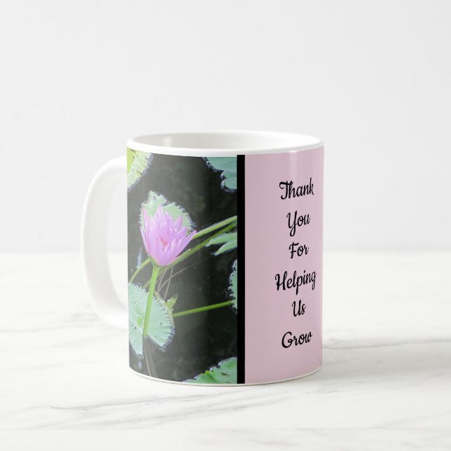 Thank You Teacher Pink Water Lily Photo Flower Coffee Mug (Front Left)