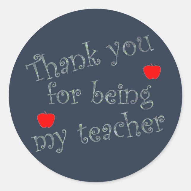 Thank You Teacher Red Apple Appreciation Classic Round Sticker (Front)