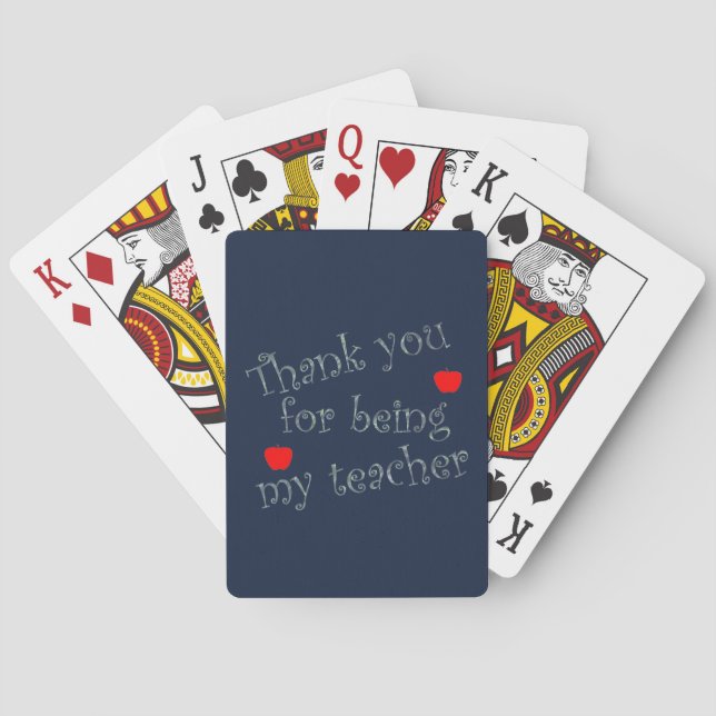 Thank You Teacher Red Apple Classroom Appreciation Playing Cards (Back)