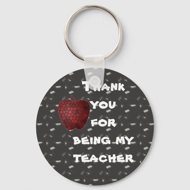 Thank You Teacher Red Apple Classroom Thanks Key Ring (Front)