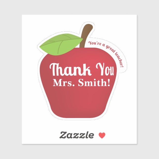 Thank You Teacher Red Apple Personalised (Sheet)