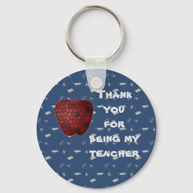 Thank You Teacher Red Apple School Classroom Key Ring (Front)