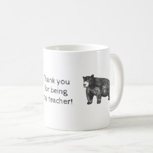 Thank You Teacher Rustic Black Bear Coffee Mug