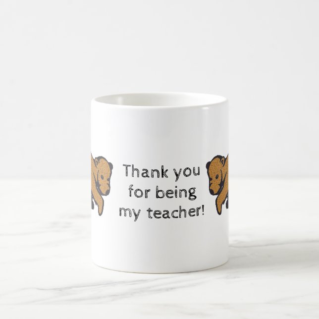 Thank You Teacher Rustic Brown Bear Coffee Mug (Center)