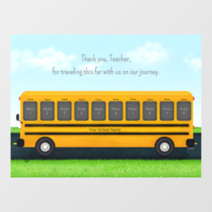 Thank You Teacher School Bus with 10 Photos Window Cling