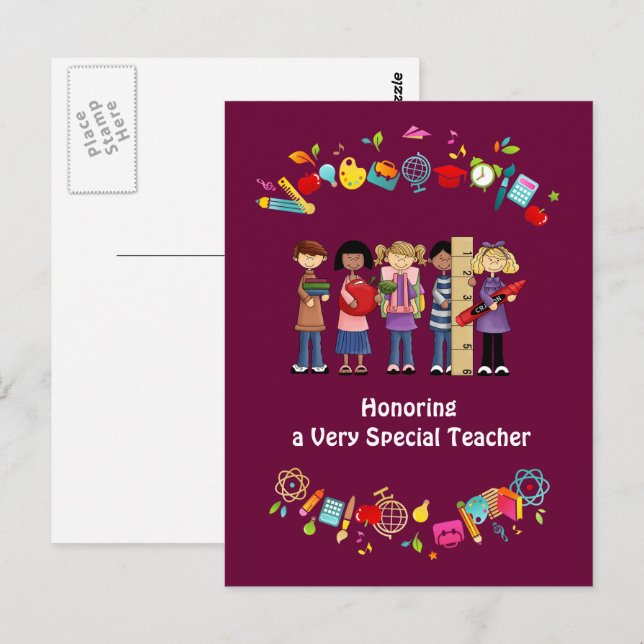 Thank You, Teacher. School Kids  Postcard (Front/Back)