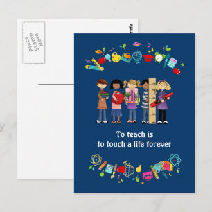 Thank You, Teacher. School kids & Quote Postcard
