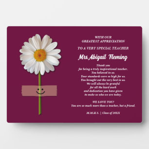 Thank You, Teacher. Smiling Daisy Custom Gift  Plaque