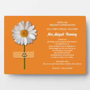 Thank You, Teacher. Smiling Daisy Custom Gift  Plaque