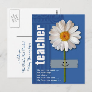 Thank You Teacher. Smiling Daisy  Postcard