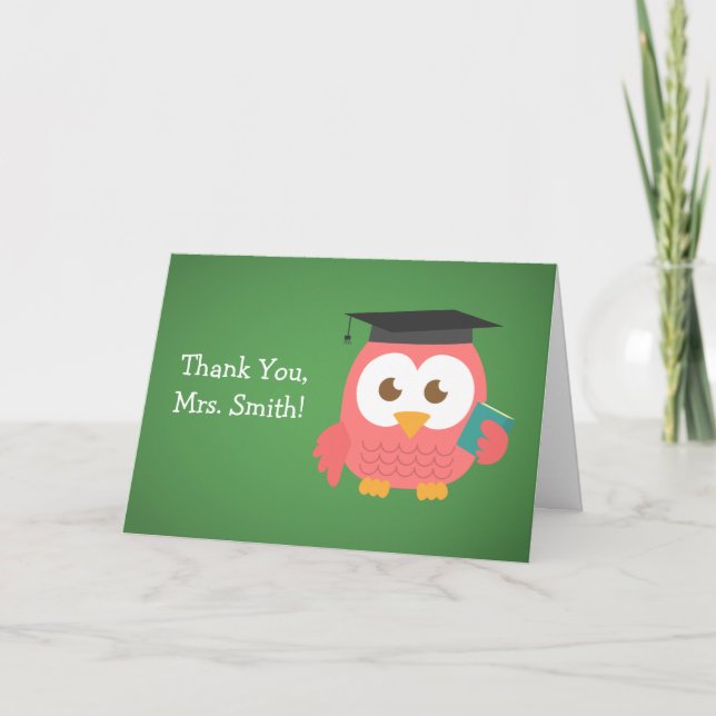 Thank You Teacher, Teacher Owl, Pink (Front)