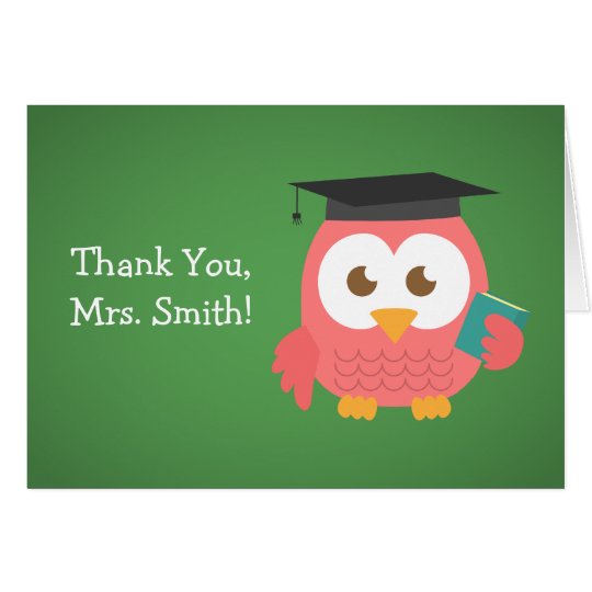 Thank You Teacher, Teacher Owl, Pink Card