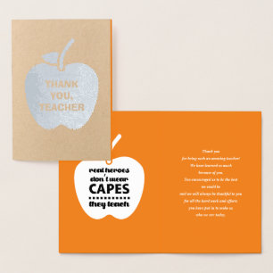 Thank You, Teacher. Teaching Quote   Apple Luxury  Foil Card