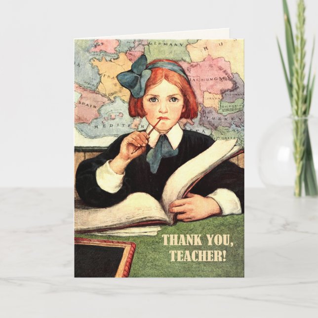Thank You, Teacher. Vintage Art Custom Card (Front)