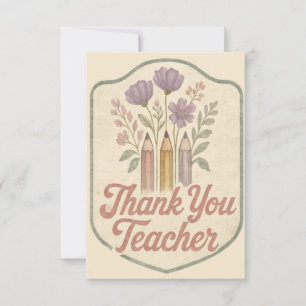 Thank You Teacher Vintage Card